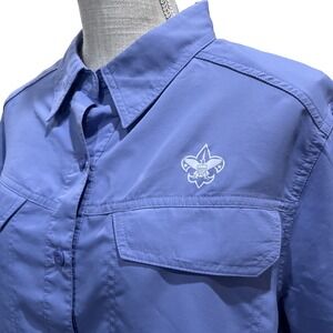 Boy Scouts of America Uniform Shirt Womens XL Periwinkle Short Sleeve Blue Vent